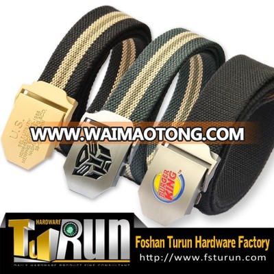 Cotton webbing belt with zinc alloy buckle